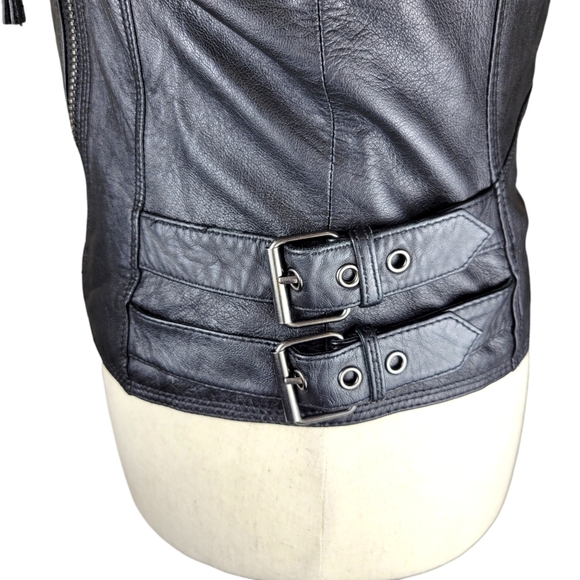 Zara Basic Black Lambskin Motorcycle Jacket Size Small - Picture 7 of 16